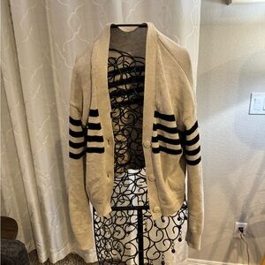 EVEREVE Cardigan SWEATER Striped Beige Black XS